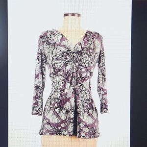 Daisy Fuentes Art Deco 3/4 Sleeve  Tunic Top Size L